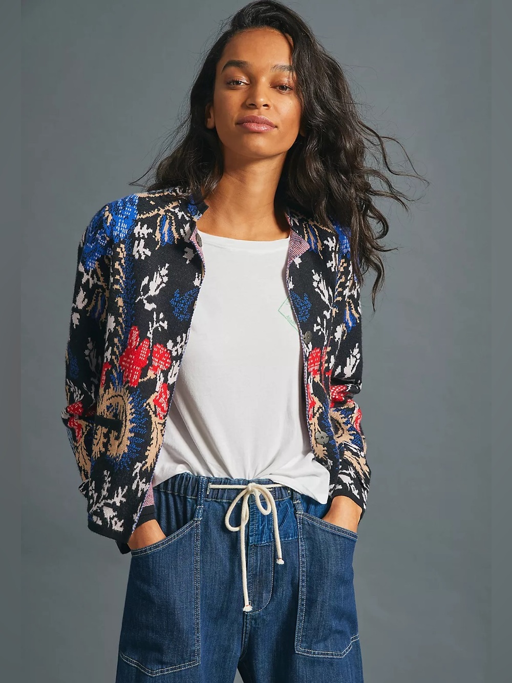 Anthropologie Pilcro Debra Cropped Sweater Jacket Medium